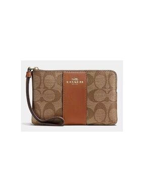 Corner zip wristlet in signature canvas